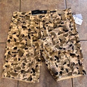 7 For All Mankind Tan Camouflage Cargo Shorts